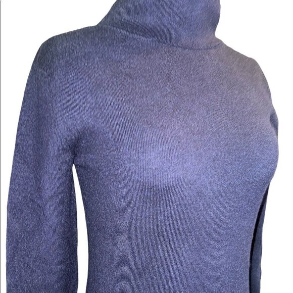 Soft Surroundings Navy Blue Turtle Neck with Button/Lace Cuffs - Picture 5 of 12